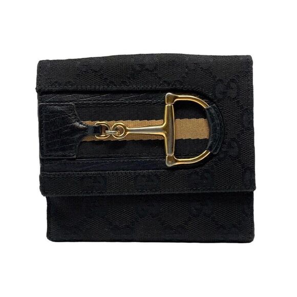 Gucci Hasler Horsebit GG Canvas / Leather Wallet